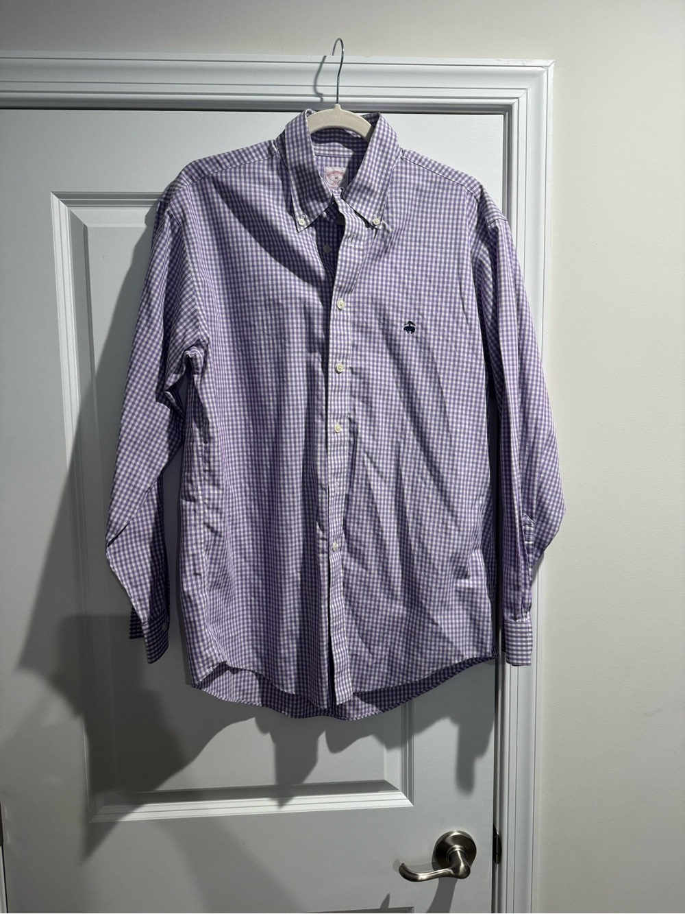 Brooks Brothers Purple Gingham Button-Down Dress Shirt
